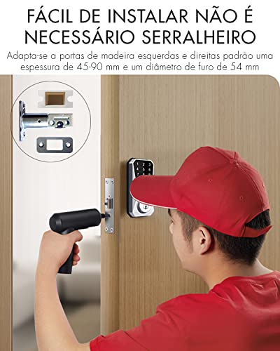 Smart fechadura com Biometria, Muito fácil de instalar, Trava automática para maior segurança, Esta