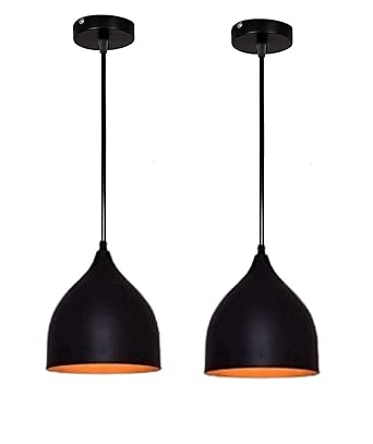 Black Pendant Light Kitchen Island Hanging Lighting Aluminum Shade Modern Fixture Flush Mount Ceiling Light (Bulb not Included)