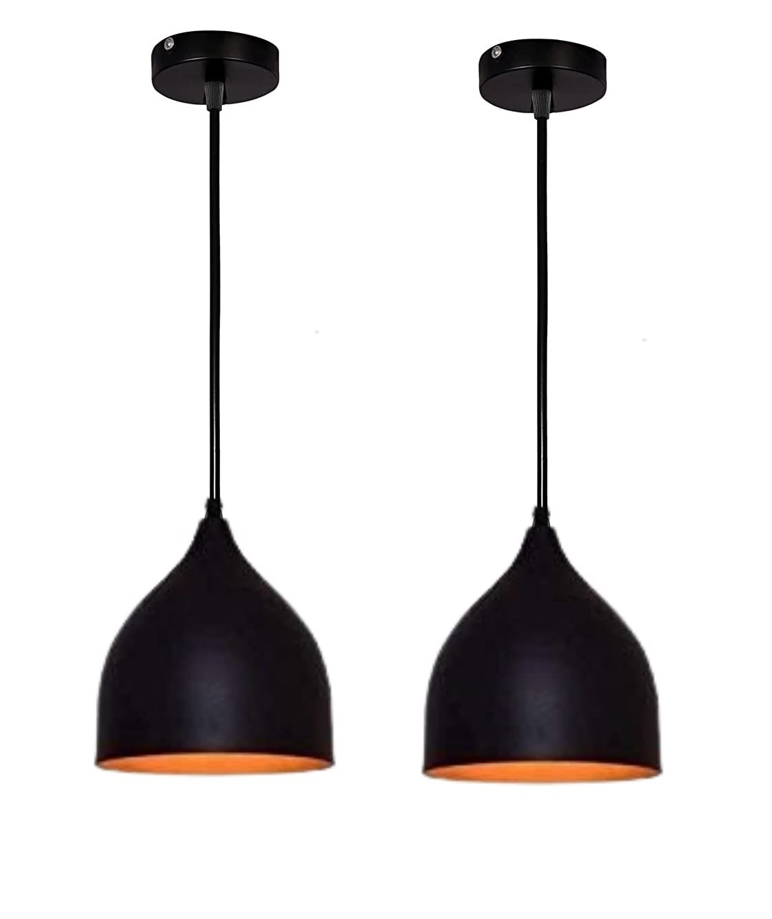 Homes Elite Black Pendant Light Kitchen Island Hanging Lighting Aluminum Shade Modern Fixture Flush Mount Ceiling Light (Bulb not Included)-image-28