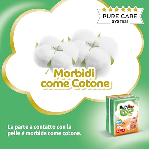 Babylino Sensitive Cotton Soft, Pannolini Taglia 4, Maxi (8-13kg), 150 Unità - 2