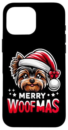 Xmas Dog Merry Woofmas クリスマス ヨーキー ヨークシャーテリア スマホケース iPhone 16 Pro Max 用