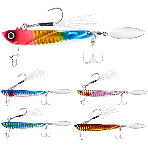 [青嵐ルアー] メタルジグ セット ヒラメ ルアー シーバス 20g 30g 40g 青物 サーフ メタルバイブ 鉄板ルアー 飛距離 (5カラーセット・B, 30g) 1枚目