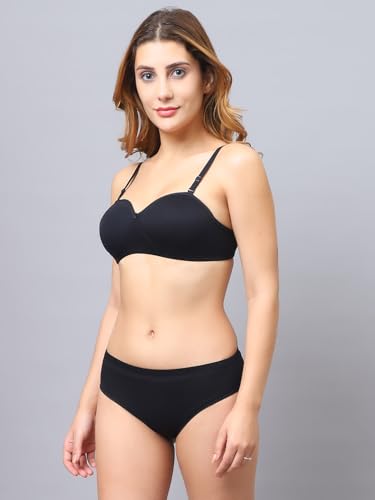 Image of Cotton Blend Light Padded Non Wired Full Coverage Bra and Panty Set Lingerie Set for Girls and Women