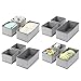 mDesign Soft Fabric Dresser Drawer and Closet Storage Organizer for Kids/Toddler Room, Nursery, Playroom, Bedroom - Herringbone Print - Organizing Bins in 2 Sizes - Set of 12 - Gray