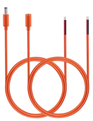 Tonton 1M Gleichstrom Pigtails Kabel, DC 5.5MM x 2.1MM Buchse/Stecker zum Bare Wire Open End Netzteil Reparaturkabel für CCTV Überwachungskamera, Led Streifen, Router, Drucker usw. (Buchse/Stecker)