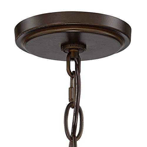 Franklin Iron Works Edinger Oil Rubbed Bronze Round Pendant Chandelier 20" Wide Rustic Industrial Clear Waterglass 4-Light Fixture For Dining Room House Kitchen Island Entryway Bedroom Living Room #TOP5