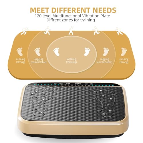 Image of Vibration Plate Machine with Resistance Bands and Remote Control 125 Speed Levels 450LB Capacity Whole Body Oscillating Platform for Home Use