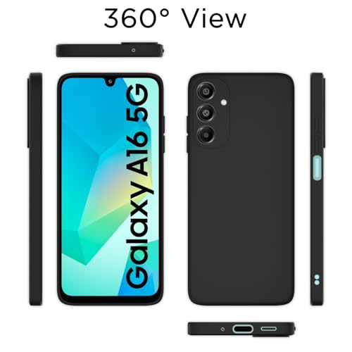 Image of Outlouders Back Cover for Samsung Galaxy A16 5G | Camera Protection | Durable Soft Matte Silicone Bumper Case (Black)