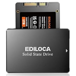 Ediloca SSD 1TB, SSD Festplatte Intern, 2.5" SATA III, bis zu 550MB/s, 3D NAND TLC, Kompatibel mit Laptop und PC-Desktop(ES106 Black)