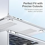 NPUOLS Etui Kompatybilne z MacBook Air 15 M4 M3 M2 2025 2024 2022 A3241 A3114 A2941, Plastikowa Obudowa Ochronna i Ultracienka Osłona Klawiatury TPU w Wersji EU, Przezroczysty