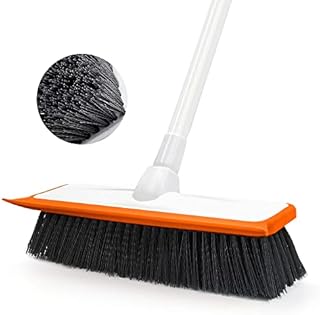 Floor Scrubbing Brush with 128CM Telescopic Long Handle - JEHONN 2 in 1 Broom Scrubber with Squeegee for Cleaning Deck, Concrete, Patio, Tub, Tile, Wall, Bathroom, Kitchen