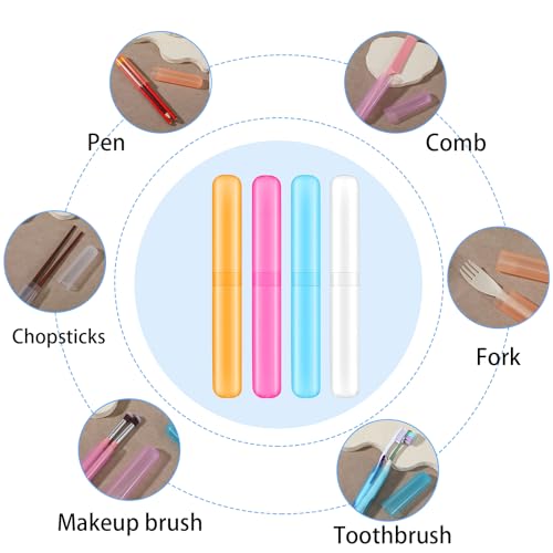mekueeex 60pcs Travel Toothbrush Holders - Portable ABS Toothbrush Covers, Breathable Travel Toothbrush Holder for Home, Camping, Business Trips, 4 Colors (Blue, Orange, Purple, White)
