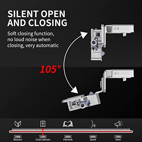 Owodi 20 Pack Soft Close Cabinet Hinges 1-1/4 Inch Overlay Kitchen Cabinet Hinges 105 Degree 3-Way Adjustment Self Closing Cabinet Door Hinges Concealed For Face Frame Cabinets With Screws #TOP4
