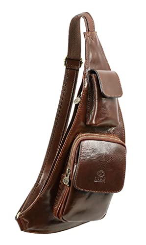 Time Resistance Zaino Monospalla Uomo In Vera Pelle – Comodo Marsupio Monospalla Uomo Realizzato In Italia Da Esperti Artigiani – Zainetto Uomo Piccol