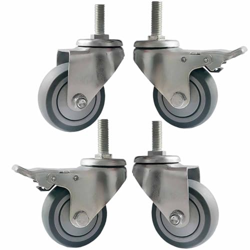 Roulettes industrielles robustes de 7,6 cm avec tige filetée M12