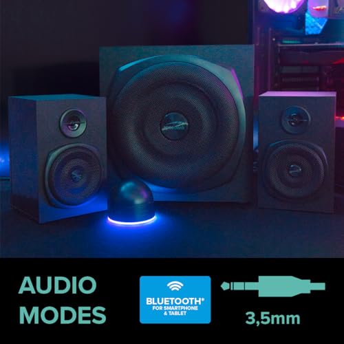 Speedlink Gravity LT Altavoz para PC Sistema de Sonido 2.1 Bluetooth - con subwoofer de Madera, Sistema de Altavoces Activos de 80 vatios, Conector AUX de 3,5 mm, Mando a Distancia RGB, Negro - imagen 6