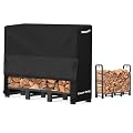 AKEfit 4ft Firewood Racks Cover,Heavy Duty Waterproof Outdoor Logs Holder Stand Cover with Velcro-Black