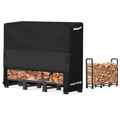AKEfit 4ft Firewood Racks Cover,Heavy Duty Waterproof Outdoor Logs Holder Stand Cover with Velcro-Black