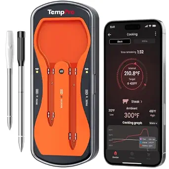 TempPro TempSpike 500ft Wireless Meat Thermometer with Long & Short Probes
