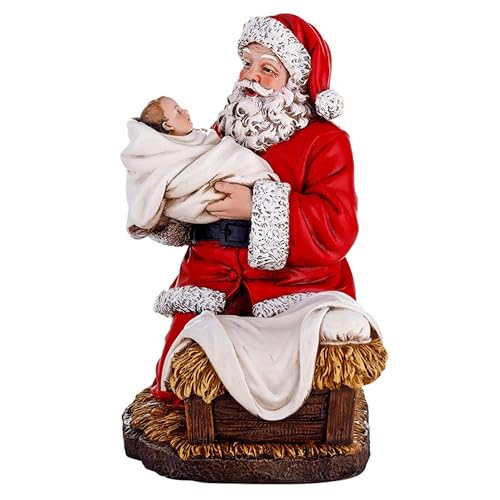 Avalon Gallery Christmas Figure, 9" Tall, Nativity Santa with Baby Jesus