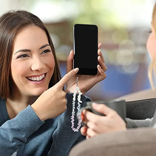 HDKAJL Phone Charm, Crystal Phone Lanyard, Beaded Phone Strap, Colourful Phone Chain Beads, Phone Chain Keychain, Crystal Wrist Strap, Anti-Lost Phone String for Women Girls (Purple)