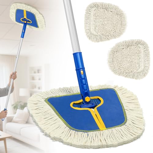 Commercial Dust Mop for Hardwood Floors Cleaning, Heavy Duty Industrial Dry Mop with Wedge Cotton...