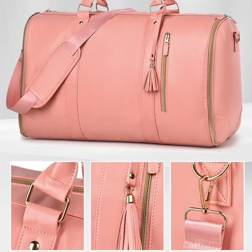 Styleushaven Foldable Travel Bag 2.0, Jenni Bag Travel Bag with Wheels, Miorsen Foldable Travel Bags, 2 in 1 Convertible Large Pu Leather Waterproof Duffle with Removable Wheels (Beige)4