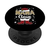 Christmas Nana Claus Damen Leopard Buffalo Plaid Pyjama Xmas PopSockets mit austauschbarem PopGrip