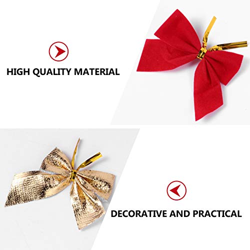 Balacoo Bowknot choinka Topper – 72 sztuki dekoracyjnego brokatu bożonarodzeniowego w kolorze czerwonego złota kokardki do użytku na zewnątrz, dekoracja na choinkę