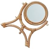 Miroir en rotin naturel – fabriqué en matériau de et durable, ce miroir de maquillage est sûr, robuste, durable et inaltérable
