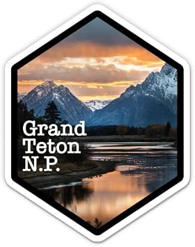 Squiddy Grand Teton National Park GTNP - Vinyl Sticker Decal for Phone, Laptop, Water Bottle 3" high
