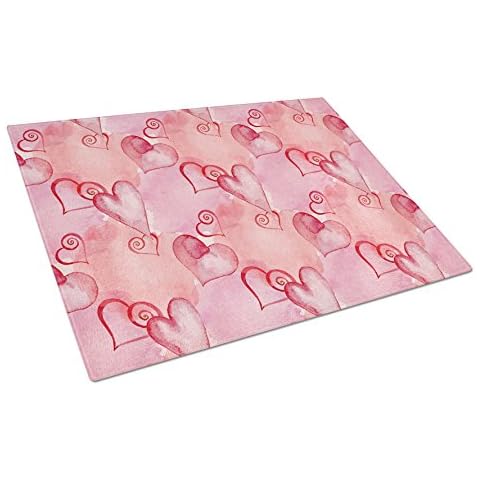 Tabla de cortar de acuarela con diseño de corazones rojos Cover