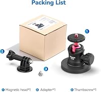 ULANZI Magnetkamerahalterung für GoPro, starker magnetischer Halter mit 360° drehbarem Kugelkopf und eingebauten 6 Magneten, kompatibel mit GoPro Hero 11/10/9/8/7/6, DJI OSMO Action, Insta360 – Ansicht 7