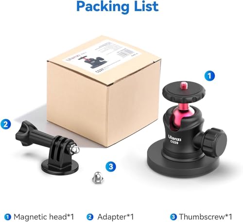 Image of ULANZI Magnetic Camera Mount for Action Cam, Strong Magnetic Mount with | 360Rotation Ball Head and Built-in 6 Magnets, Compatible with GoPro Hero 13 /12 /11, Compatible with DJI Action /Nano, Insta360