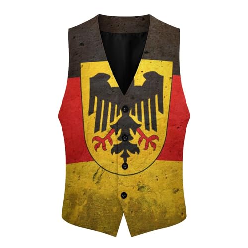 German Flag with The German Eagle Funny Men's Formal Suit Vest Casual Business Dress Waistcoat Printed Vest Slim Fit3