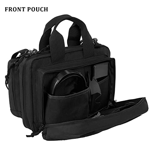 Tro&Hom Equipment Specialist Series Tactical Range Bag For 2 Pistol And 12 Magazines,Gun Case Bag Firearm Shooting Case With Lockable Zipper For Shooting Range Outdoor Hunting #TOP1