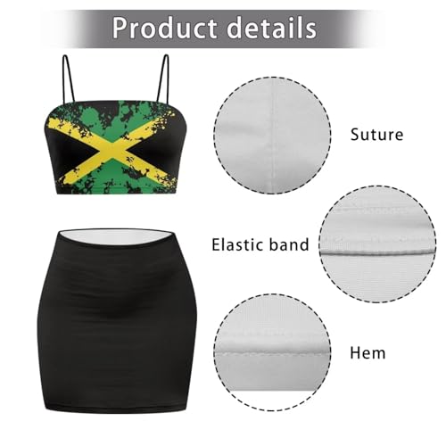 Image of Biyejit Women's 2 Piece Summer Outfits Spaghetti Strap Crop Tops and Bodycon Mini Skirt Dress Set Plus Size S-4XL