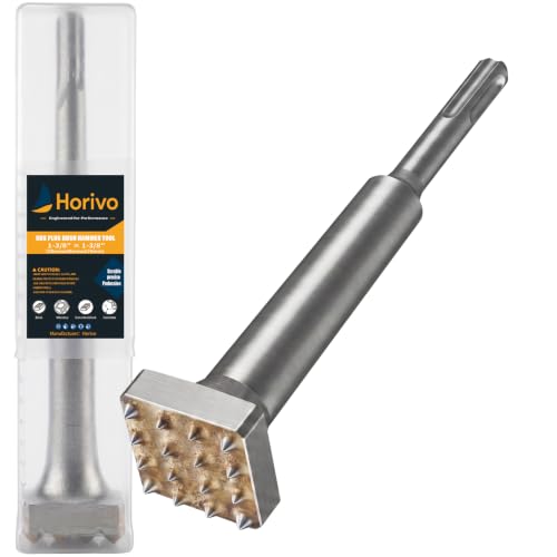 Horivo 1-3/8" x 1-3/8" SDS Plus Bush Hammer, 16-Teeth Premium Carbide Tip Concrete Chisel Bit for Ultra-Fast Roughing & Uniform Stone Texturing, Upgraded Quenched Lifespan Masonry Tool