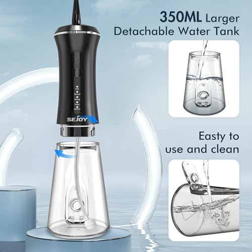 Sejoy Water Flosser Cordless Rechargeable, Water Flossers for Teeth Cleaning and Flossing, Water Flosser for Braces Kids-Oral Irrigator-14 Pressure DIY Mode 7 Jet Tips, IPX7 Waterproof
