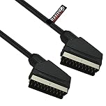 rhinocables SCART to SCART Cable – Fully Wired 21-Pin Male-to-Male AV Lead with Shielding for DVD Players, VCRs, HDTVs, SKY & Freeview | Gold-Plated Connectors for Clear, Stable Audio-Video (2m)