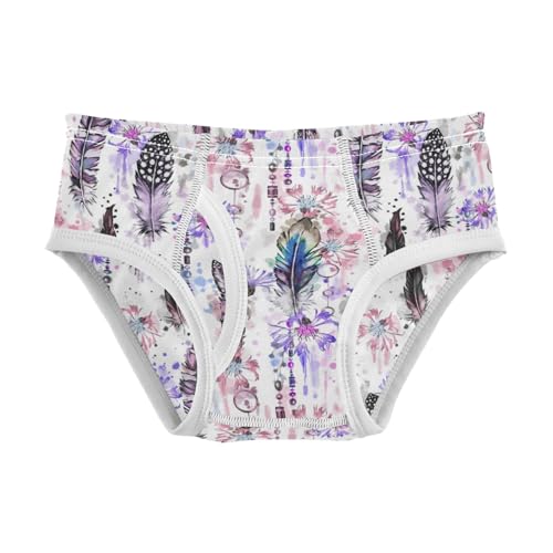 Boys' Exclusive Briefs Toddler Underwear 95% Combed Cotton Boxerbriefs 2T Watercolor Feather Pattern 42