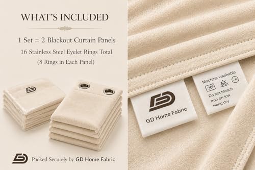 Image of Velvet Curtains | Heavy Soft Premium Velvet Drapes for Bedroom and Living Room | Semi Light Blocking, Thermal Insulated and Noise Reducing Window Panels | 5 Feet, Set of 2 (Beige)