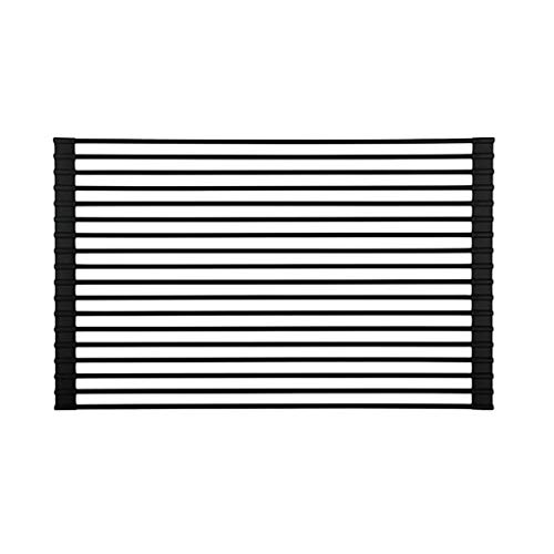 Plato Tendedero Rueda For Arriba El Fregadero Tendedero Fregadero De Cocina Plato Estante Plegable Multi-Uso De Acero Inoxidable Resistente Al Calor Escurreplatos Mat, Secar Drenaje(Black)