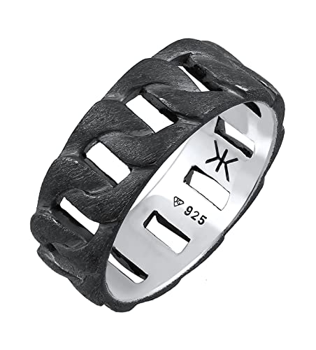 Bague massive pour homme Kuzzoi argent sterling 925 design blindé 8 mm chunky 0608282621