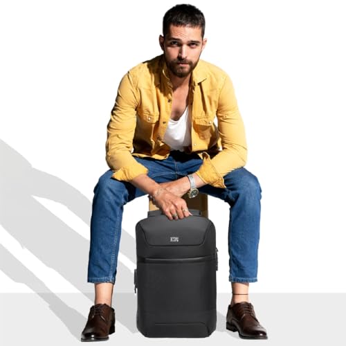 Image of ICON The Cloud Backpack 15L | Premium Polyester, Fits 15.6 inch Laptops | USB Charging Port, Luggage Sleeve, Numbered Lock & 180 Flat Opening | Water-Resistant & Multipurpose Unisex Bag (Blue)