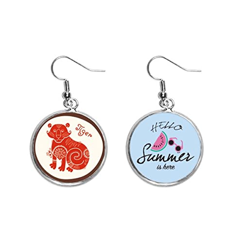 Pendientes de sandía con Tigre del Zodiaco para tus looks de verano