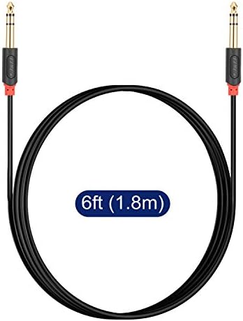 J&D 1/4 inch TRS Cable, Gold Plated Audiowave Series 6.35mm 1/4 inch Male TRS to 6.35mm 1/4 inch Male TRS Balanced Interconnect PVC Shelled Stereo Audio Cable, 1.8 Meter