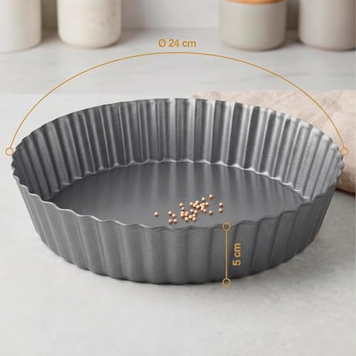 Miniatura 2 de Mge - 24 Cm Molde Quiche Desmontable - Molde De Tarta Desmontable Con Base - Molde Profundo Para Quiche Y Tarta - Molde Para Tartaletas, Tarte Tatin, Pie Pan - Molde De Horno Rizado Desmontable 24 Cm