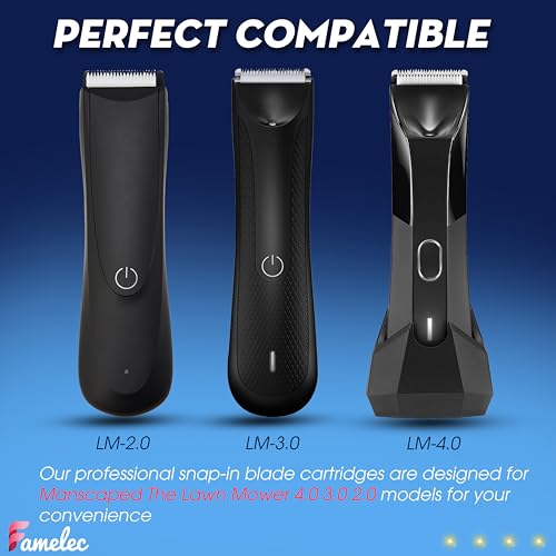 FAMELEC 3 Pack for Manscaped Replacement Blades 2.0 3.0 4.0 Hair Trimmer, Hygienic Snap-in Replacement Clipper Blades, Compatible with Manscaped Kit Lawn Mower Trimmer and Manscape Tools (Black) - Thumbnail 3