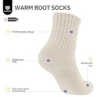 CLOSEMATE Womens Thick Full Cushioned Thermal Warm Boot Socks for Winter 3 Pairs(Coffee Assorted LH-002)